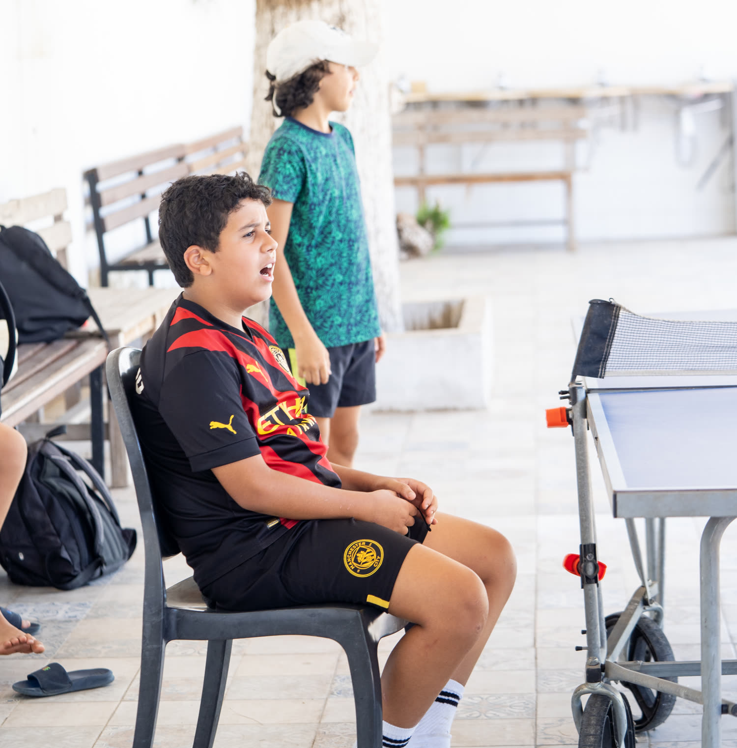 Match de ping-pong au camp